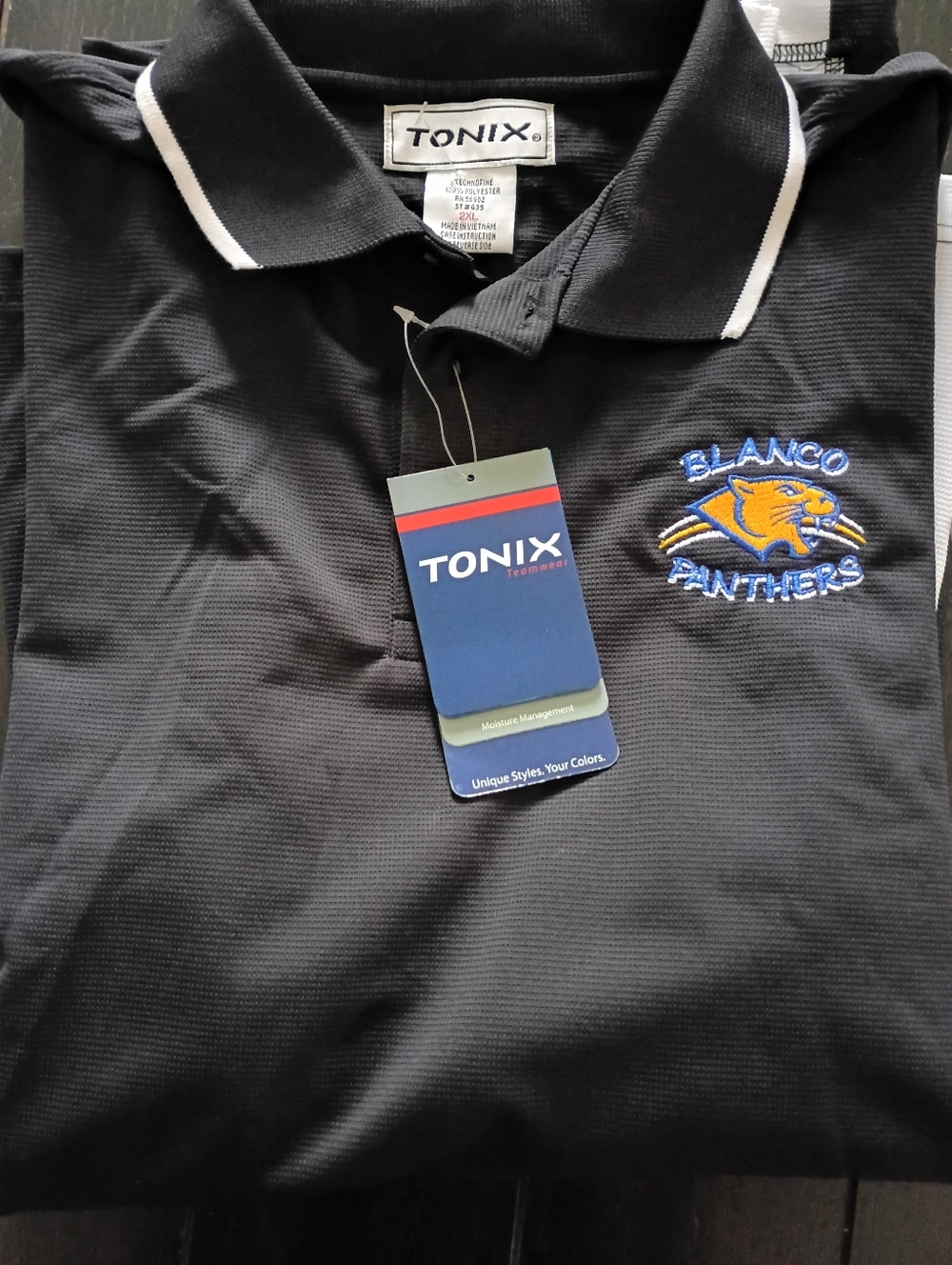 TONIX Black Polo with Embroidered Blanco Panthers Logo